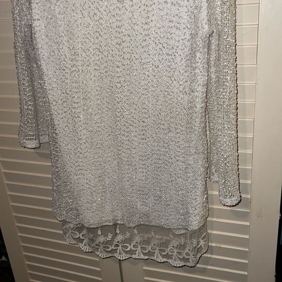 Indigo soul open knit sweater with lace bottom size medium - Picture 5 of 7